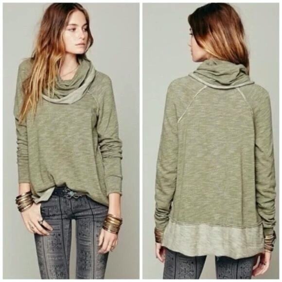 Free People FP Beach Cocoon Cowl Neck Pullover Sweater Tunic Top Sweatshirt OS - Picture 1 of 8
